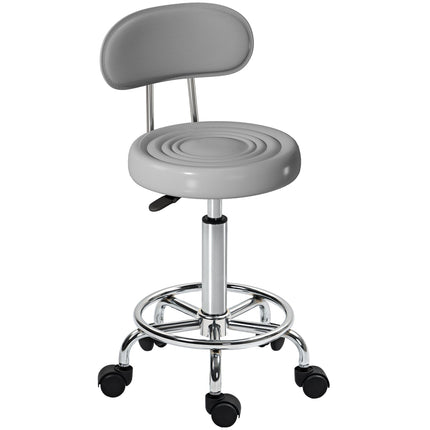 Drehhocker mit Rückenlehne, verstellbar, Kunstleder, Grau