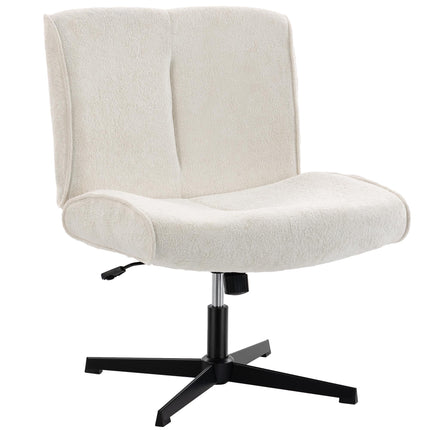 Fauteuil pivotant en velours, hauteur réglable, blanc crème