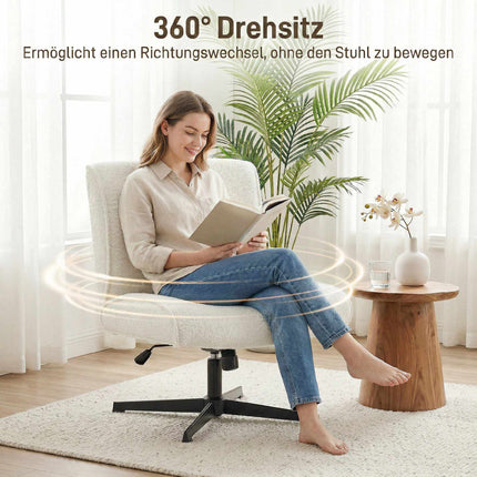 Fauteuil pivotant en velours, hauteur réglable, blanc crème