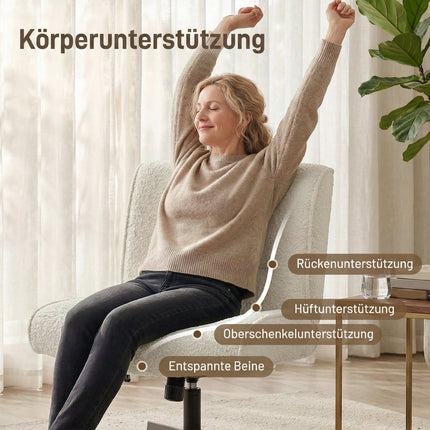 Fauteuil pivotant en velours, hauteur réglable, blanc crème