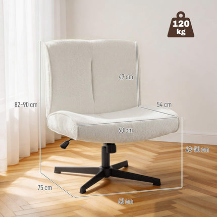 Fauteuil pivotant en velours, hauteur réglable, blanc crème