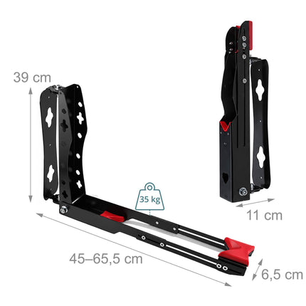 Swivelling Vertical Bicycle Wall Mount, Set of 2 – Wall Protectors, Black, Red