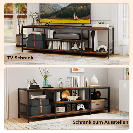 Meuble TV pour téléviseurs de 65 pouces, style industriel, structure en métal