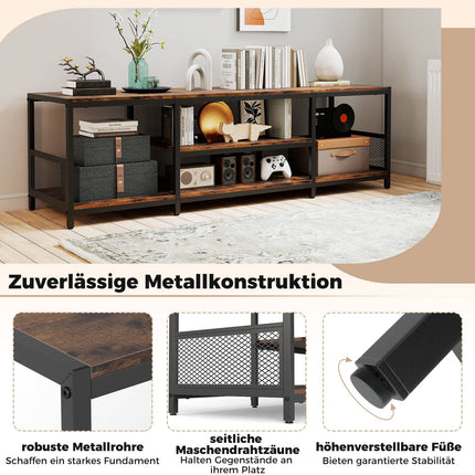 Meuble TV pour téléviseurs de 65 pouces, style industriel, structure en métal