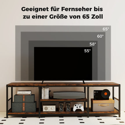 Meuble TV pour téléviseurs de 65 pouces, style industriel, structure en métal