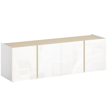 Meuble TV pour téléviseurs 65 pouces, portes à fermeture amortie, blanc