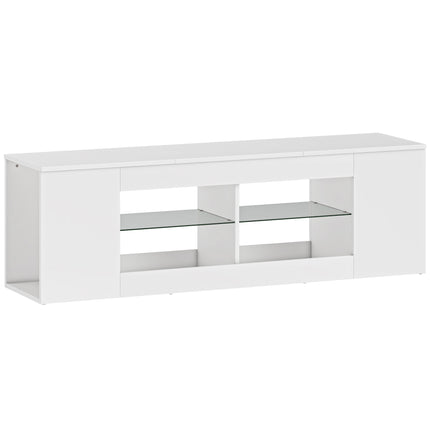 TV-Schrank mit 6 Ablagen, 2 Glashaltern, 140 cm, Weiß