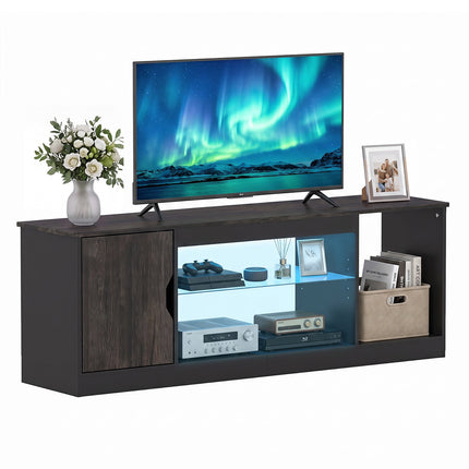 Meuble TV avec éclairage LED et étagère réglable pour téléviseurs de 65 pouces