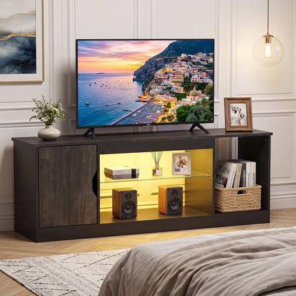 Meuble TV avec éclairage LED et étagère réglable pour téléviseurs de 65 pouces