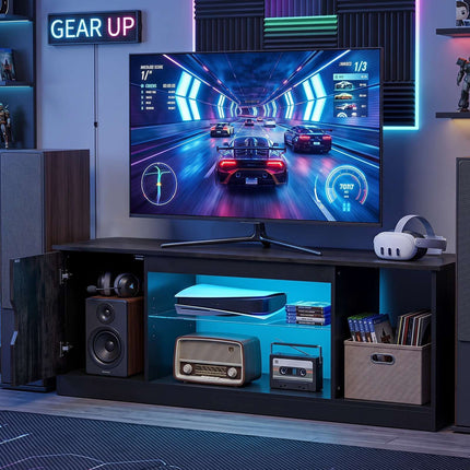 Meuble TV avec éclairage LED et étagère réglable pour téléviseurs de 65 pouces