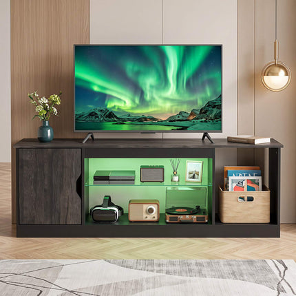 Meuble TV avec éclairage LED et étagère réglable pour téléviseurs de 65 pouces
