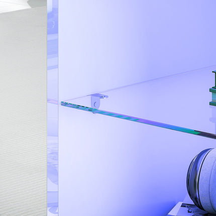 Meuble TV avec lumières LED RVB, finition blanc brillant