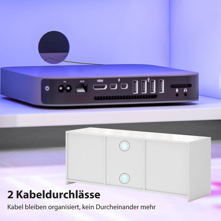 Meuble TV avec lumières LED RVB, finition blanc brillant