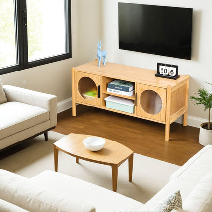 Meuble TV à 2 portes avec gestion des câbles