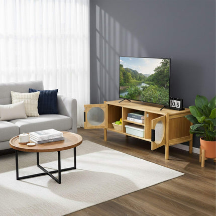 Meuble TV à 2 portes avec gestion des câbles