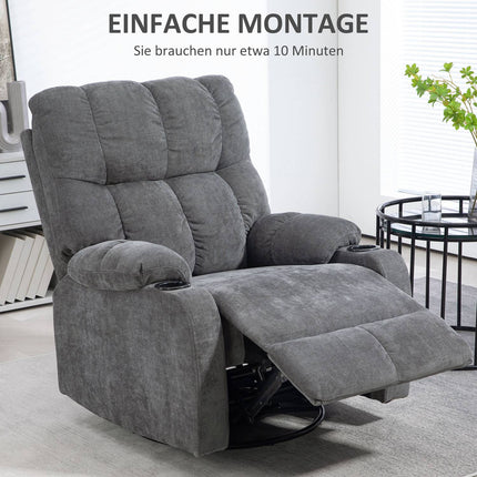 TV-Sessel mit Relaxfunktion, 360° drehbar, dunkelgrau, 88x96x108cm
