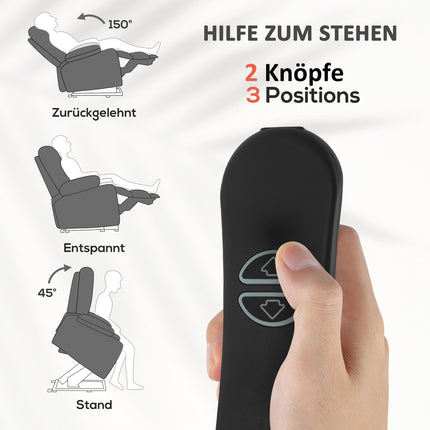 Elektrischer Relax-TV-Sessel mit Heizung & Massage, dunkelgrau