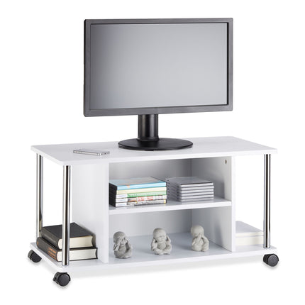 Meuble TV blanc à roulettes