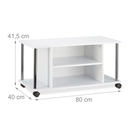 Meuble TV blanc à roulettes