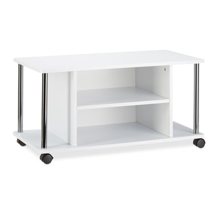 Meuble TV blanc à roulettes