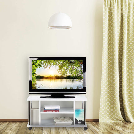 Meuble TV blanc à roulettes