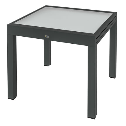 Table Extensible de Jardin Grande Taille Dimensions : 160L x 80L x 75H cm Plateau en Aluminium Gris Foncé en Verre Trempé Transparent Aosom