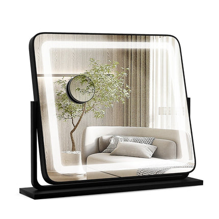 Miroir de maquillage miroir lumineux LED de table avec lumières 56 x 12 x 48 cm noir