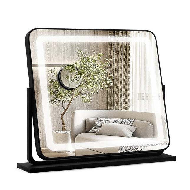 Miroir de maquillage miroir lumineux LED de table avec lumières 56 x 12 x 48 cm noir