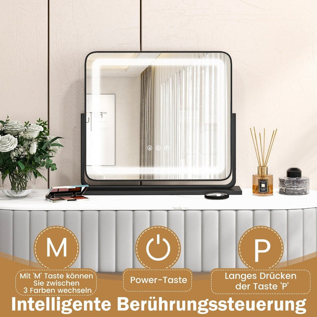 Miroir de maquillage miroir lumineux LED de table avec lumières 56 x 12 x 48 cm noir