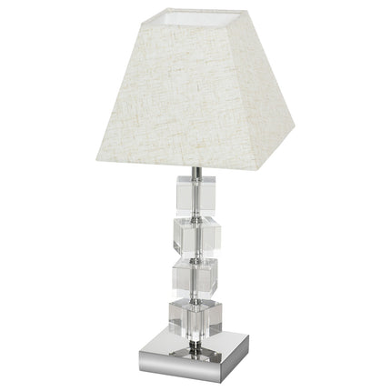 Nachttischlampe, rotierender Kristallwürfel, cremeweiß