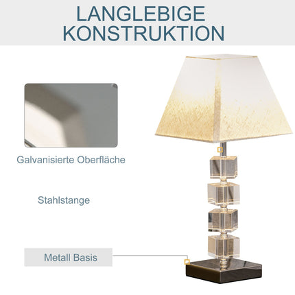 Nachttischlampe, rotierender Kristallwürfel, cremeweiß