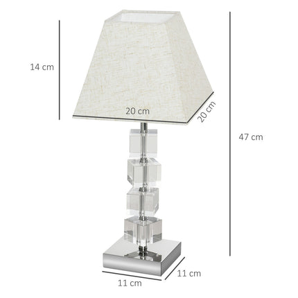 Nachttischlampe, rotierender Kristallwürfel, cremeweiß