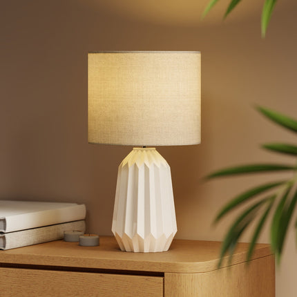 Lampe de table avec abat-jour en lin, 22 x 22 x 39 cm, blanche