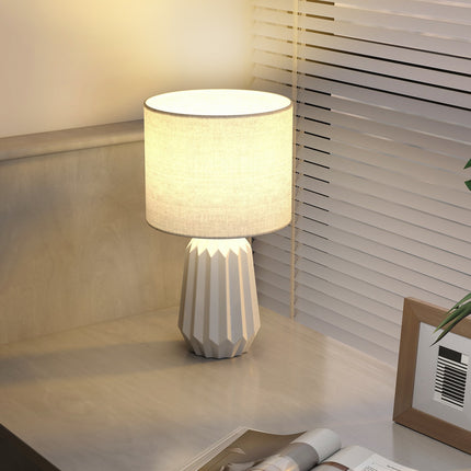 Lampe de table avec abat-jour en lin, 22 x 22 x 39 cm, blanche