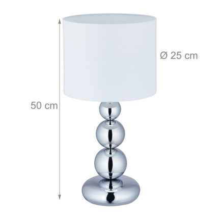 Tischleuchte mit Kugeln silber
