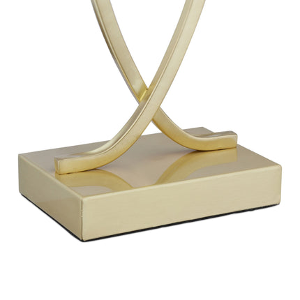 Lampe de table avec abat-jour en tissu doré