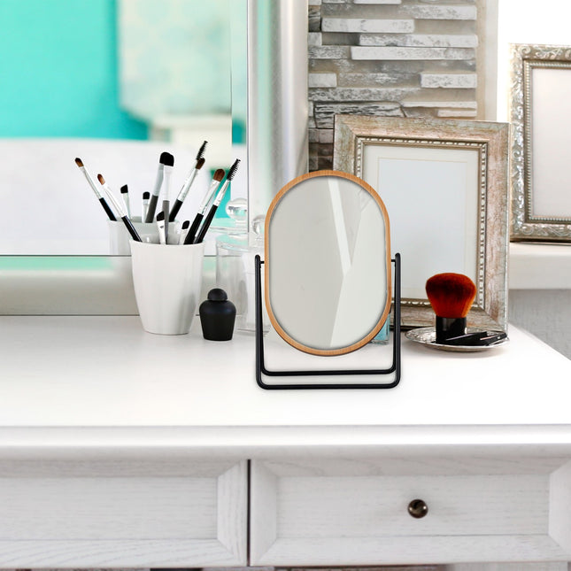 Miroir de table avec cadre en bambou