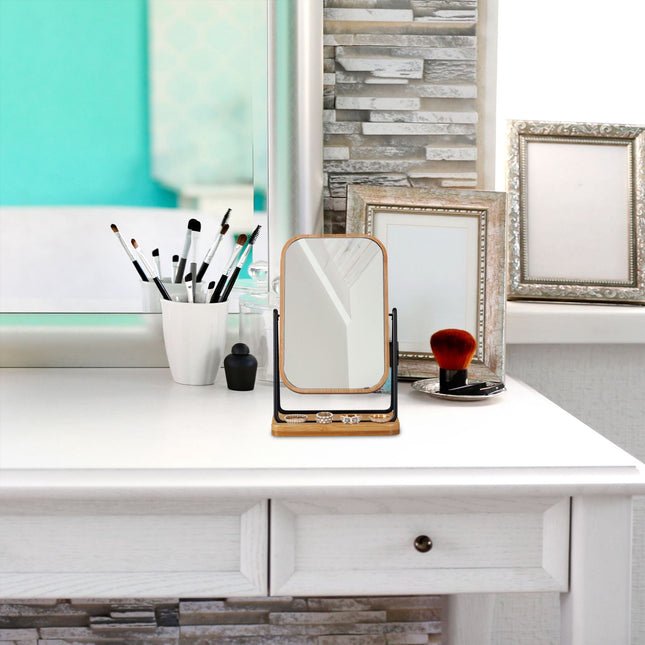 Miroir de table avec cadre en bambou