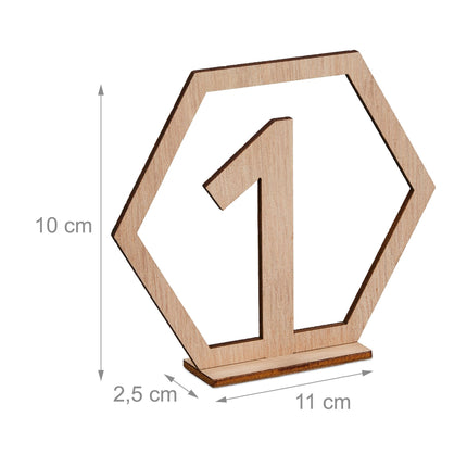Numéro de table de mariage hexagonal 1-20