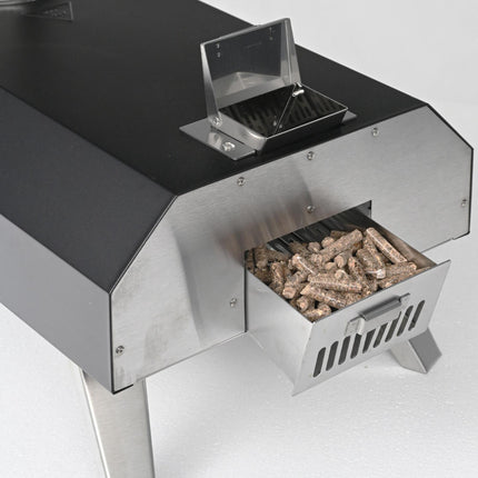 Tisch-Pellet-Pizzaofen mit Stein, Schwarz/Silber