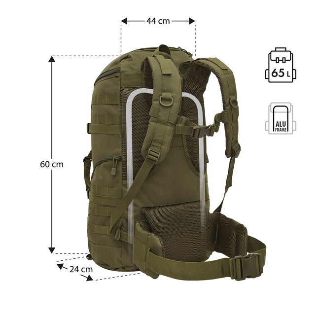 Sac à dos tactique, 65 L, vert, camping en plein air