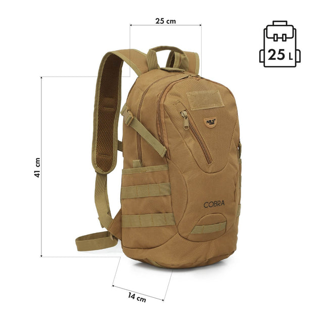 Sac à dos tactique, sable, capacité 25 L