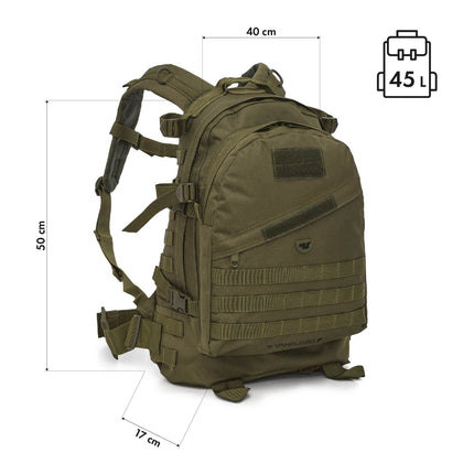 Taktischer Rucksack, Vanguard-Grün, 45 l Fassungsvermögen