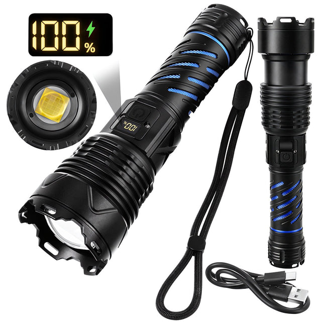 Lampe torche tactique LED 1500 lm, rechargeable et étanche