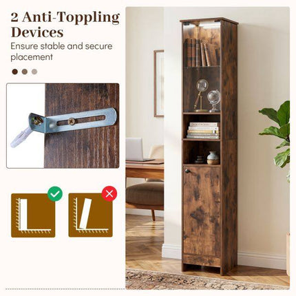 Hoher Badezimmerschrank mit LED-Beleuchtung und Fernbedienung