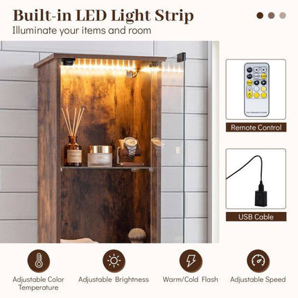 Hoher Badezimmerschrank mit LED-Beleuchtung und Fernbedienung