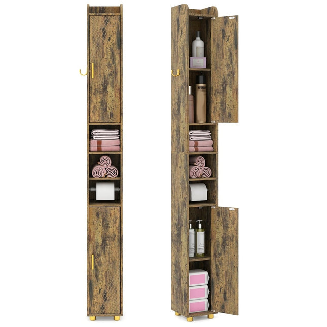 Hoher Badezimmerschrank mit Toilettenpapierhalter und Haken