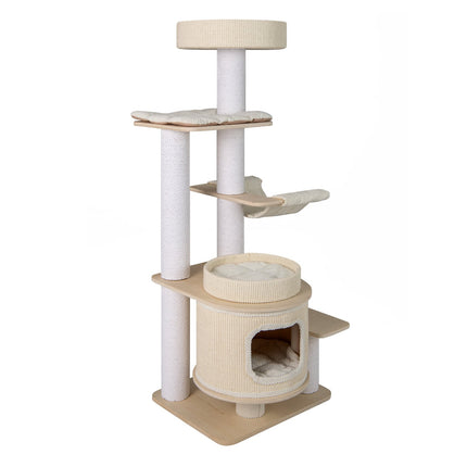 Arbre à chat haut avec hamac et poteaux à griffer, 151 cm