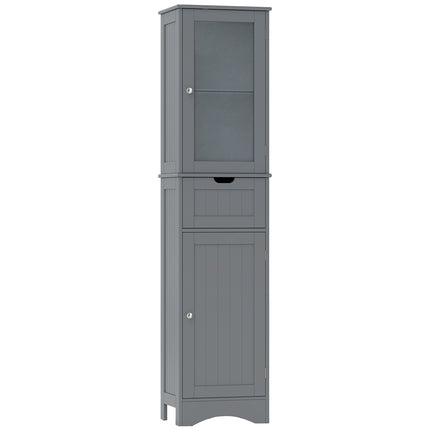 Armoire de rangement haute au sol avec étagères réglables, grise