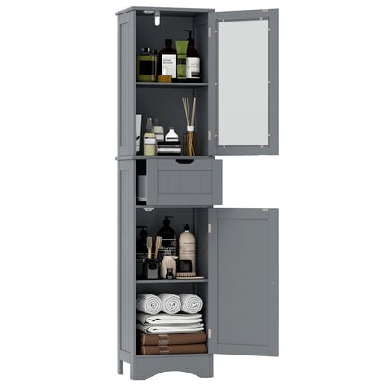 Armoire de rangement haute au sol avec étagères réglables, grise